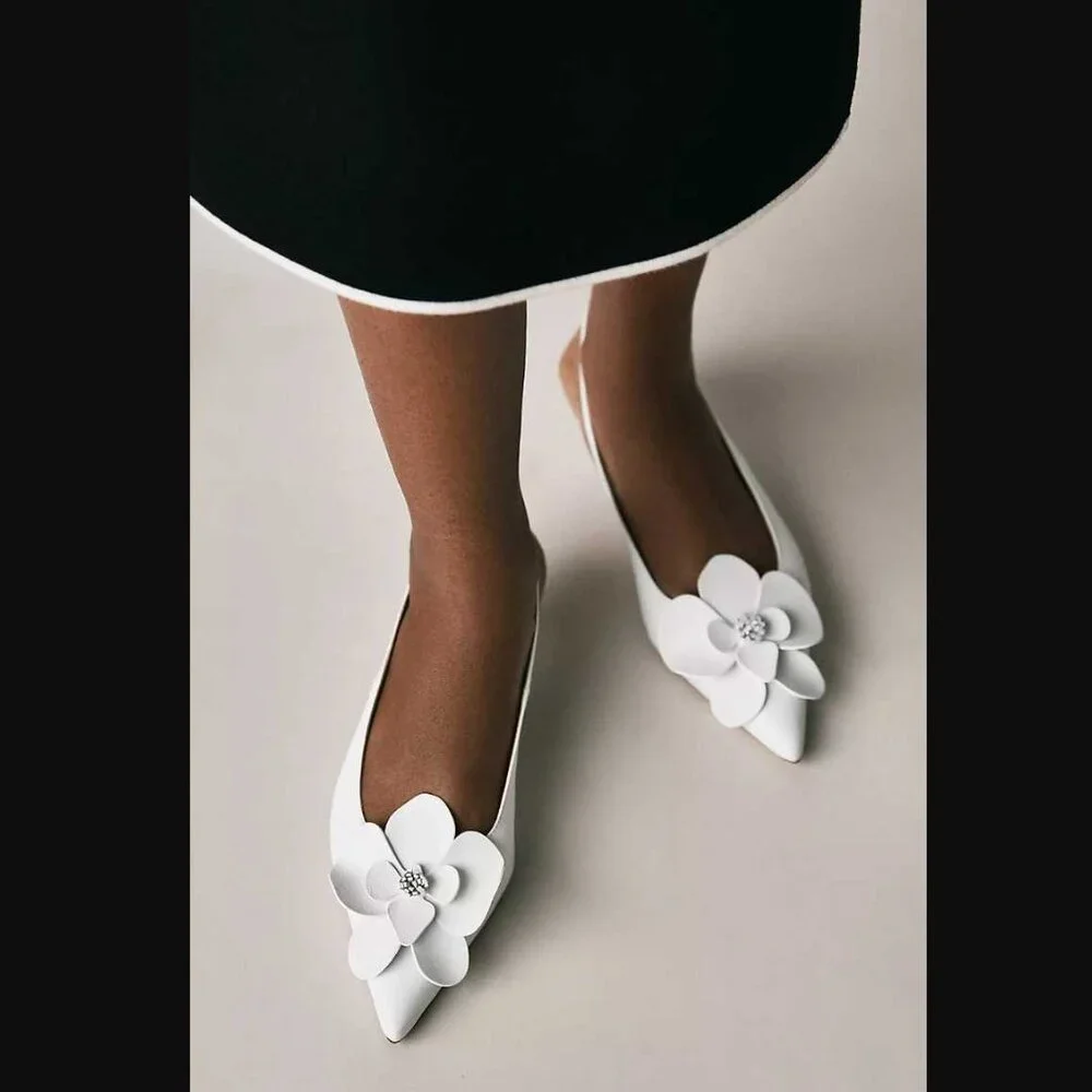 Women's EU 38 / US 7-7.5 Maeve x Anthropologie white floral slingback heels